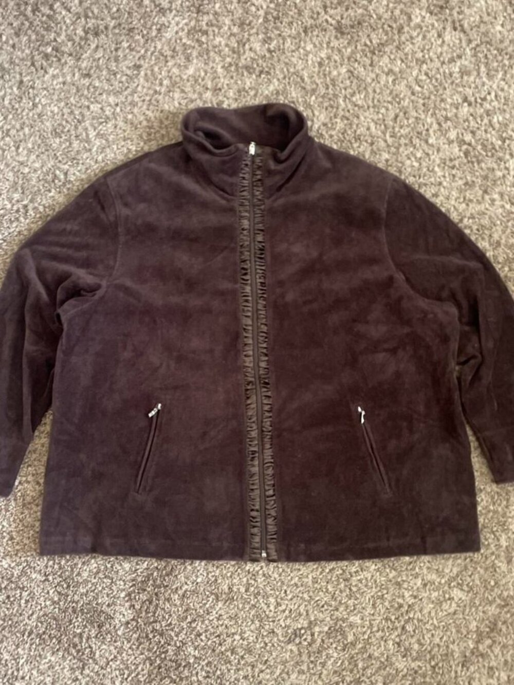 Velour Jacket Alison Daley Full Zip-Up 90s Grandmacore Retro Casualwear